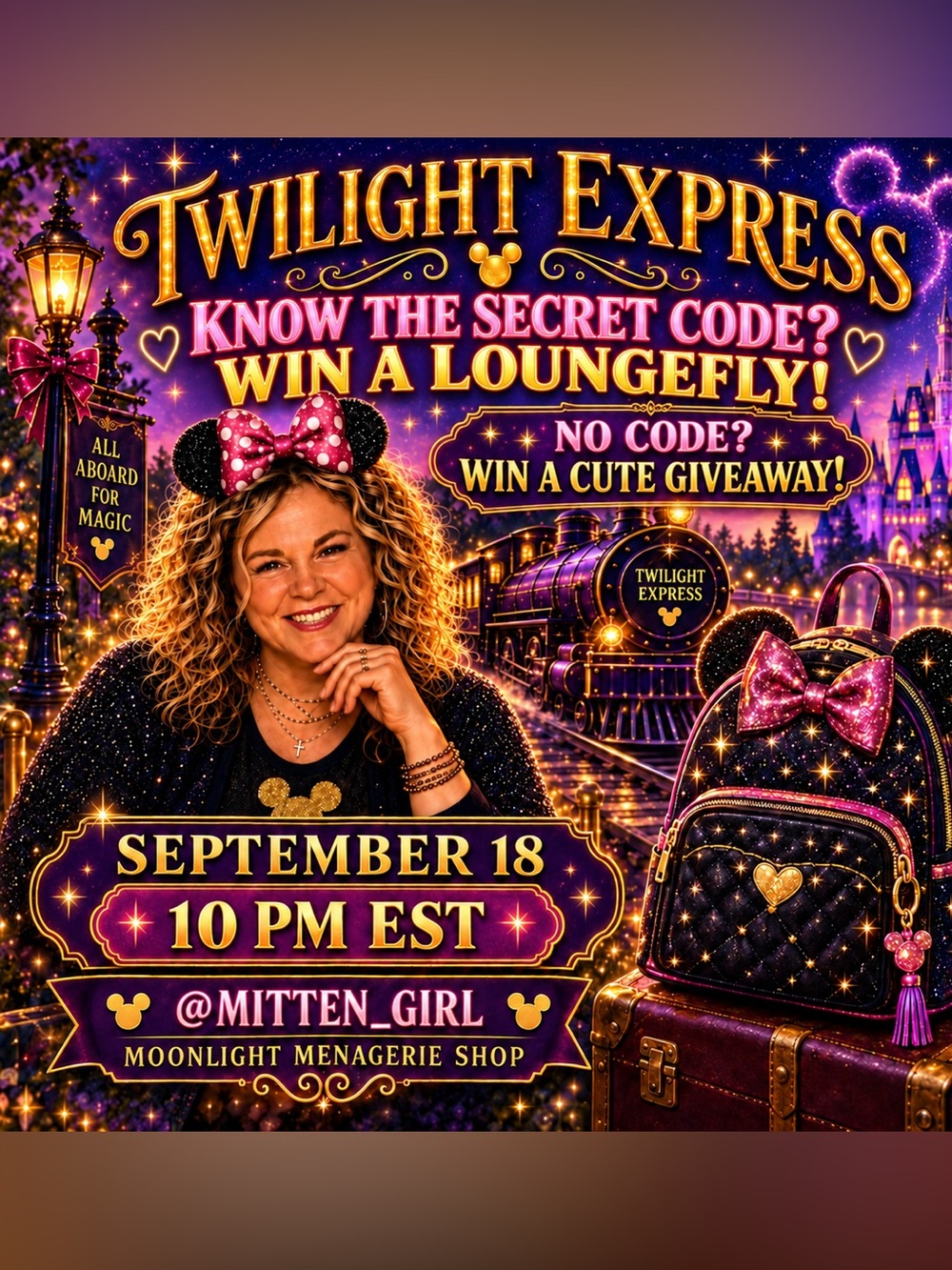 Twilight Express Giveaway KNOW THE CODE & win a LoungeFly NO Code gets cute gift